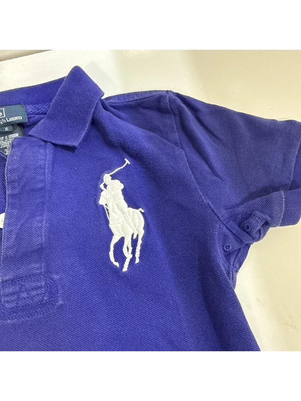 Polo Ralph Lauren Boys 6 Blue Solid Cotton Pique Polo Pony Logo Golf Polo